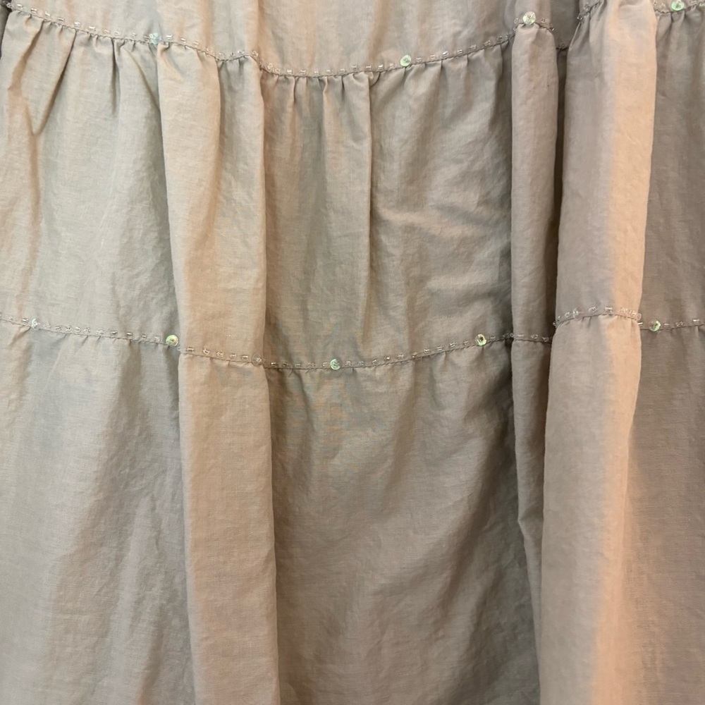 Talbots Women’s Light Brown Cotton Tiered A-Line Midi Skirt - Picture 3 of 9